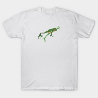 Green Jumping Frog Illustration T-Shirt